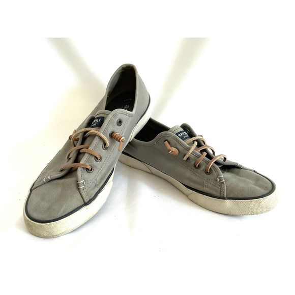 Sperry Other - Sperry Top-Sider Boat Deck Shoes Size 9.5 Gray Canvas Fabric Slip On Grey
